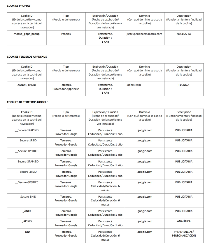 Cookies Just Experience Mallorca 1